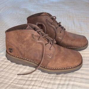 Like New Timberland Brown Genuine Leather‎ Laceup Brown Boots Men 8.5